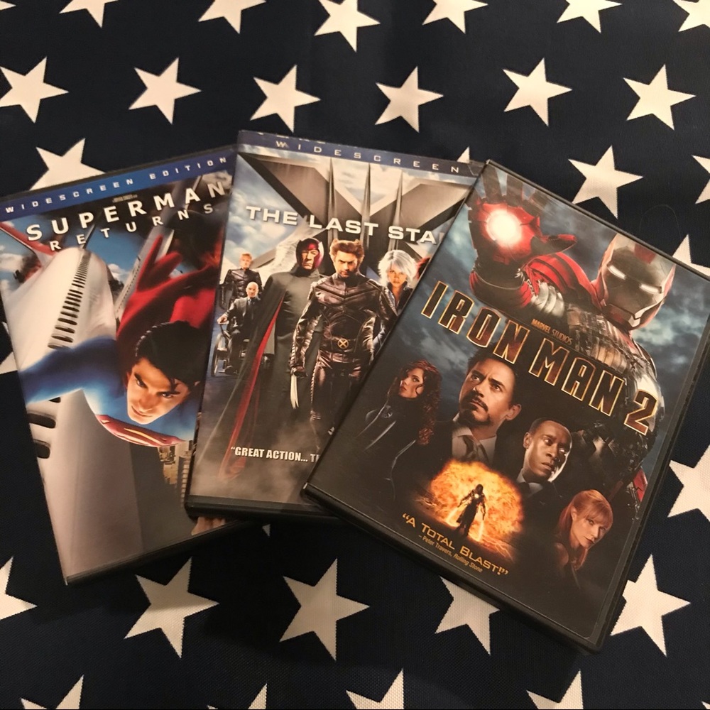 3 DVD Movie Bundle Superman, Iron Man, Last Stand